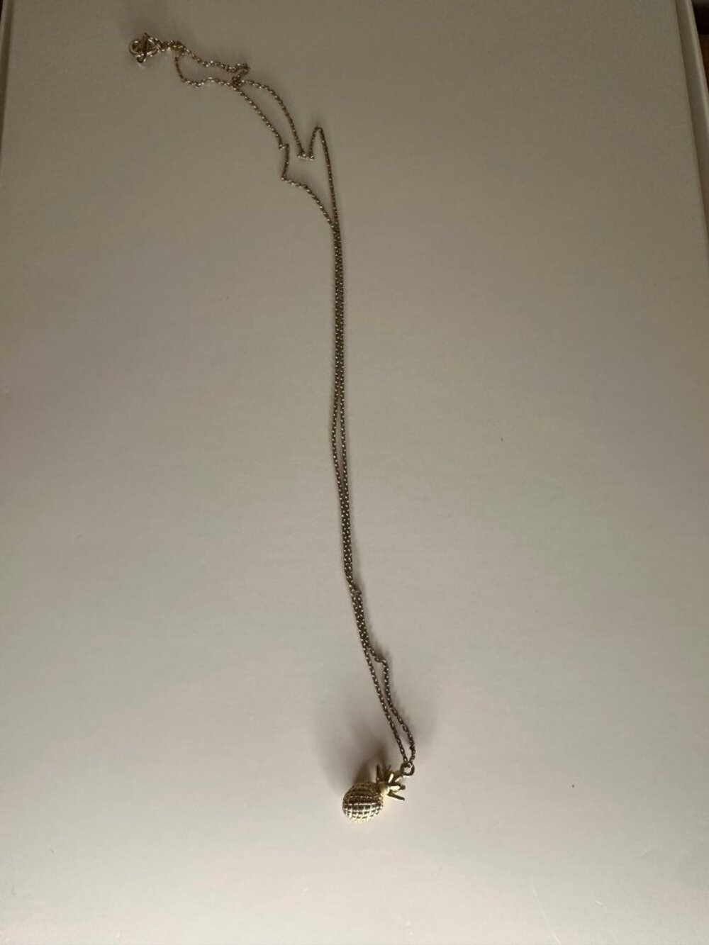 Gold Tone Pineapple Pendant Necklace Textured IVF infertility Charm Fashion